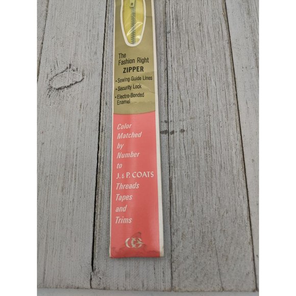 Vintage J&P Coats Neck Opening Metal Zipper 16" Mimosa Yellow 223 - Picture 3 of 4